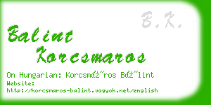 balint korcsmaros business card